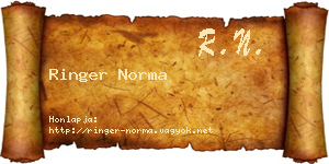 Ringer Norma névjegykártya